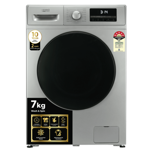 Buy Croma 7 kg 5 Star Fully Automatic Front Load Washing Machine (Silver Grey) A TATA Product on EMI