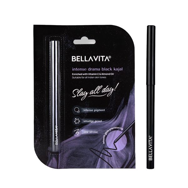 Buy BellaVita Intense Drama Kajal, Black, Intense Pigment, Smudge-Proof, Long Lasting, Enriched with Vitamin E & Almond Oil, Glossy, 0.3 g on EMI