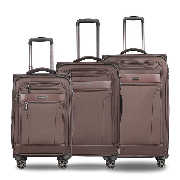 Buy Nasher Miles Berlin Expander Soft-Sided Polyester Luggage Set of 3 Brown Trolley Bags (55, 65 & 75 cm) on EMI