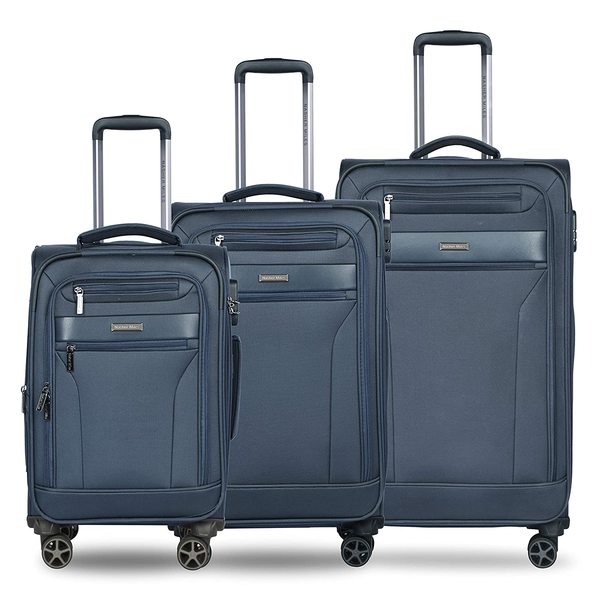 Buy Nasher Miles Berlin Expander Soft-Sided Polyester Luggage Set of 3 Navy Blue Trolley Bags (55, 65 & 75 cm) on EMI