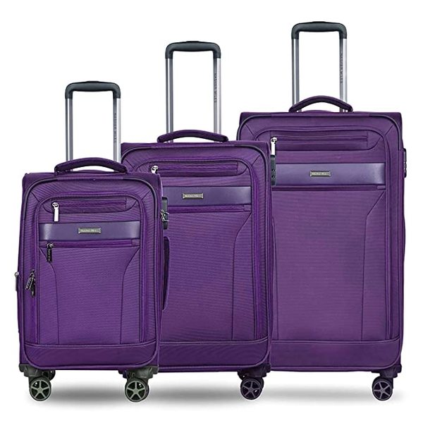 Buy Nasher Miles Berlin Expander Soft-Sided Polyester Luggage Set of 3 Purple Trolley Bags (55, 65 & 75 cm) on EMI