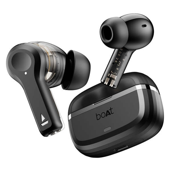 Buy Boat Nirvana Space TWS Earbuds with boAt 360 Spatial Audio, 32dB Active Noise Cancellation (Cosmic Black) on EMI