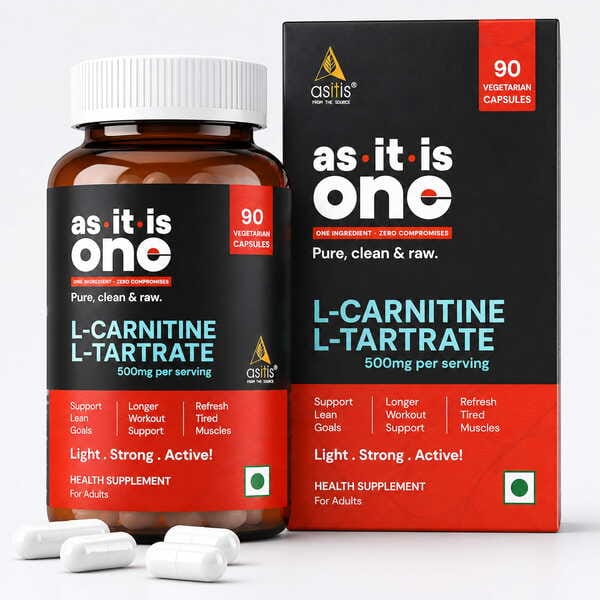 Buy AS-IT-IS One L-Carnitine L-Tartrate 500mg, 90 Capsules | Supports Energy, Recovery & Metabolism on EMI