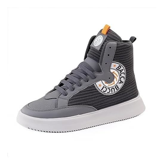 Buy Bacca Bucci Streethulk Hi Top Street Fashion Chunky Sneakers For Men With 360 Degree Cushioning & Memory Footbed (Grey) on EMI