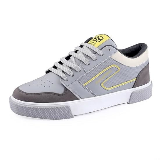 Buy Bacca Bucci Slayer Korean Style Low Top Streetwear Sneakers Casual Shoes For Men | Athletic Inspired Flat (Grey) on EMI