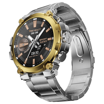 Buy Fire-Boltt Dominian Bluetooth Calling Smartwatch with Robust Stainless Steel Body, Sunbeam Silver on EMI