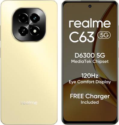 Buy Realme C63 5G Charger in the Box (Starry Gold, 128 GB)  (6 GB RAM) on EMI