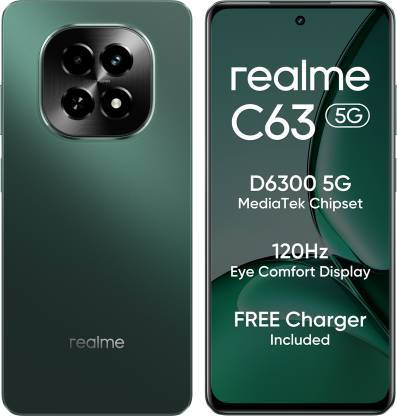 Buy Realme C63 5G Charger in the Box (Forest Green, 128 GB)  (6 GB RAM) on EMI