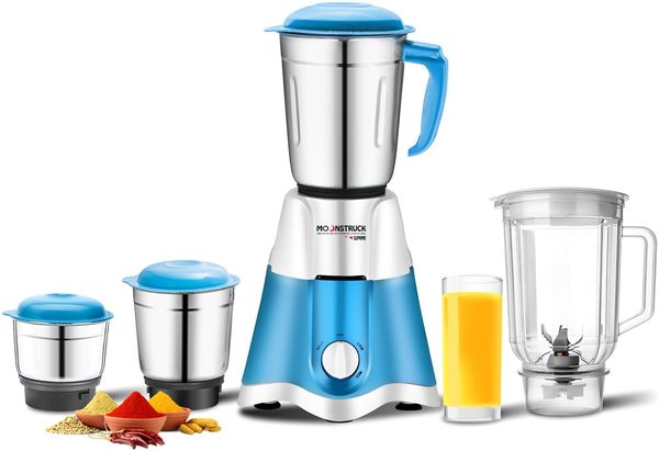 Buy Moonstruck Seabreeze Delux 550 Watt Mixer Grinder 4 Jar, Blue on EMI