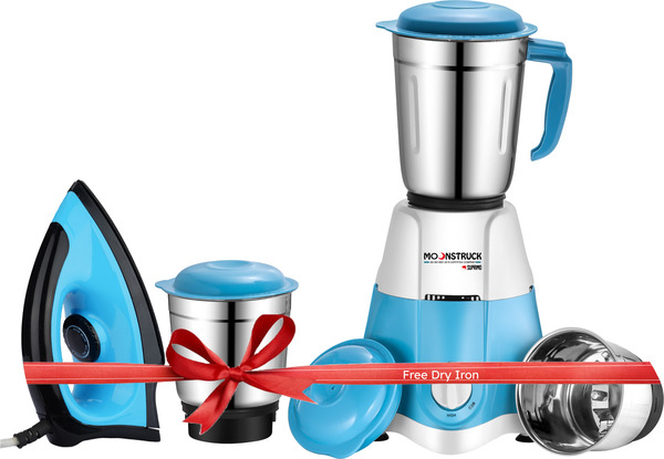 Buy Moonstruck By Suprimo Star Blue 3 Jars Mixer Grinder & Iron Combo Set, Blue on EMI