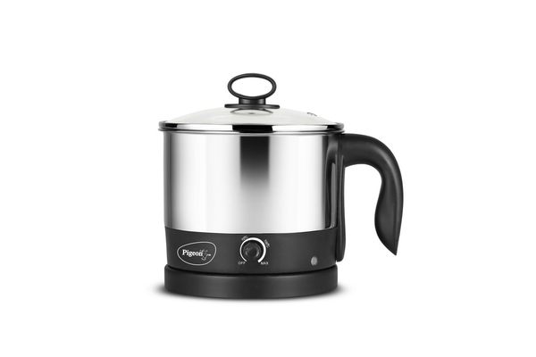 Buy Pigeon Kessel Multipurpose Kettle (12173) 1.2 litres with Stainless Steel Body, used for boiling Water and milk, Tea, Coffee, Oats, Noodles, Soup etc. 600 Watt (Black & Silver) on EMI