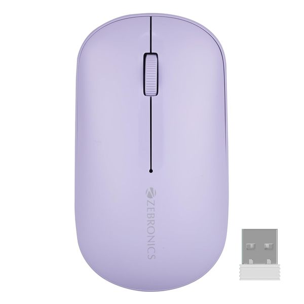 Buy ZEBRONICS ZEB-PULSE 1200 DPI, Multidevice connectivity with Connection Toggle Button & On/Off Switch Wireless Optical Mouse (2.4GHz Wireless, Bluetooth, Lavender) on EMI