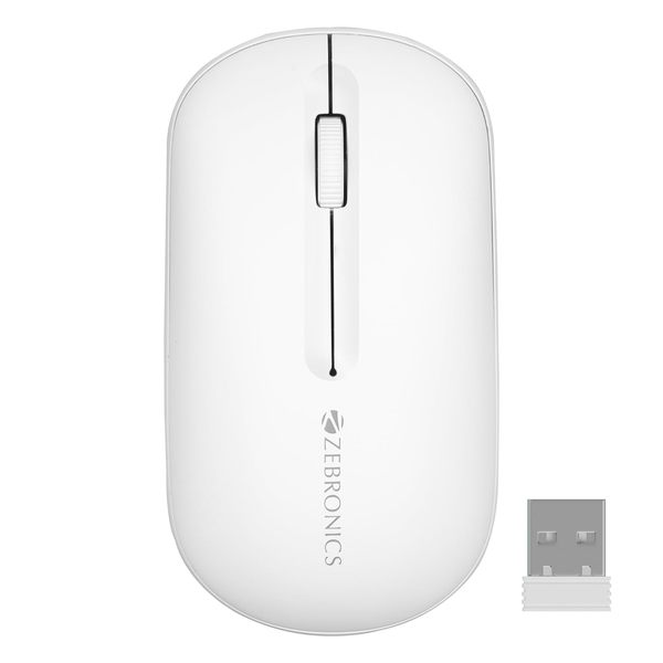 Buy ZEBRONICS ZEB-PULSE 1200 DPI, Multidevice connectivity with Connection Toggle Button & On/Off Switch Wireless Optical Mouse (2.4GHz Wireless, Bluetooth, White) on EMI