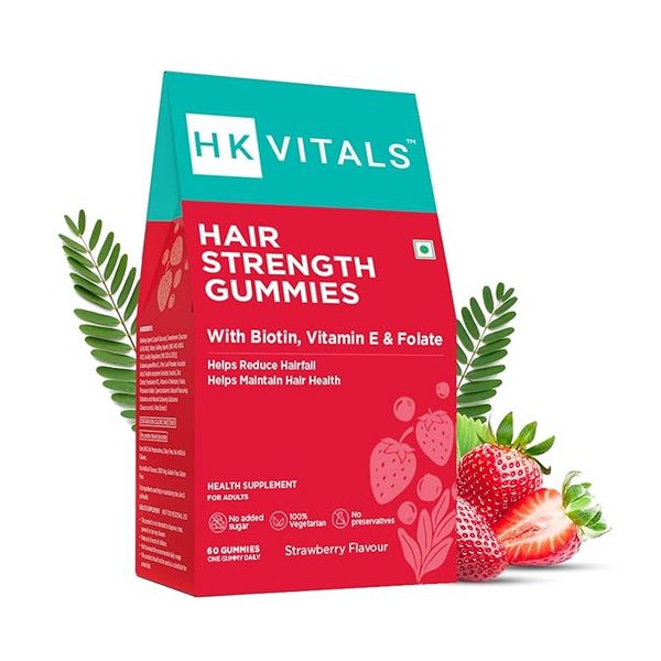 Buy HealthKart HK Vitals Hair Strength (Strawberry, 30 Biotin Gummies) | With Zinc, Vitamin C, A, and E | For Healthier Skin, Hair & Nails on EMI