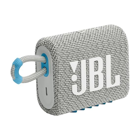 Buy Jbl Go 3 Eco With Eco-Friendly Recycled Materials And Packaging, Wireless Portable Bluetooth Speaker, Pro Sound, Vibrant Colors With Rugged Fabric Design, Waterproof, Type C (Without Mic, White) on EMI