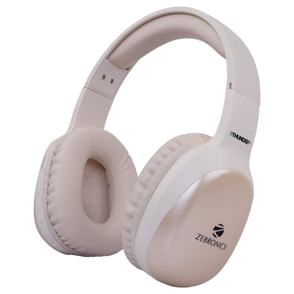 Buy ZEBRONICS Thunder Pro Over Ear Wireless Headphone with Dual Pairing, Gaming Mode, ENC, Bluetooth, Call Function, Aux, Micro SD, Voice Assistant, Deep Bass, Up to 60h Backup (Beige) on EMI