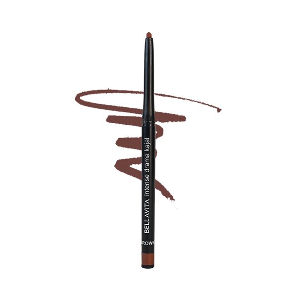 Buy BELLAVITAIntense Drama Kajal, Brown, Intense Pigment, Smudge-Proof, Long Lasting, Enriched with Vitamin E & Almond Oil, Glossy, 0.3 g on EMI