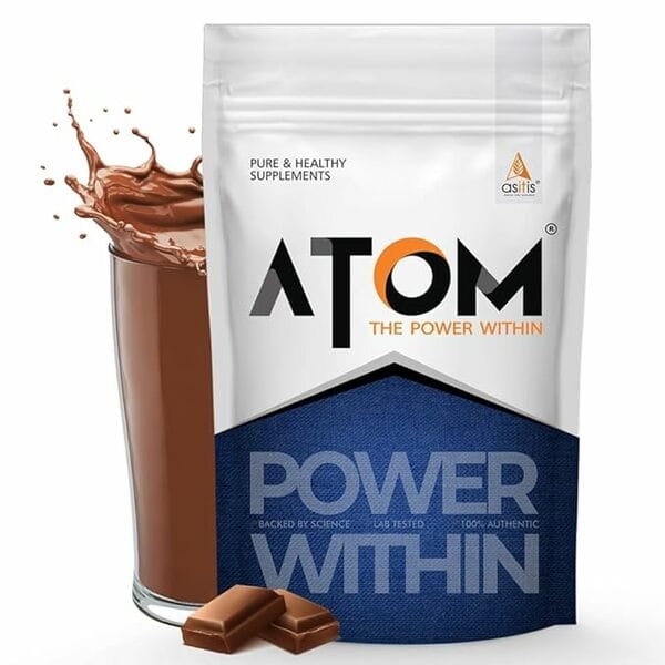 Buy AS-IT-IS Nutrition ATOM PWR Whey Protein with Enzymes, 24g Protein, 11g EAA, Lean Muscle Gains & Rapid Recovery, Easy Digest, 1Kg Double Rich Chocolate on EMI