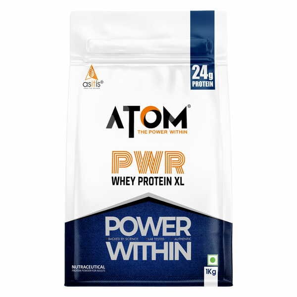 Buy AS-IT-IS ATOM PWR Whey XL - Powered with Fermented Yeast Protein Isolate, 1kg Choco Hazel Fusion on EMI