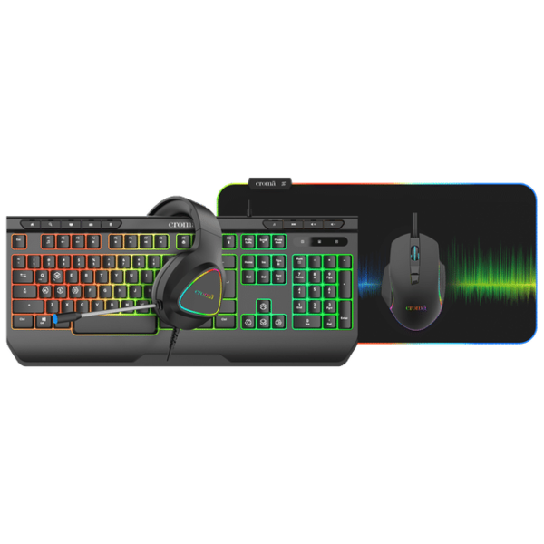 Buy Croma Wired 4-IN-1 Gaming Combo (7200 DPI Adjustable, Black) on EMI