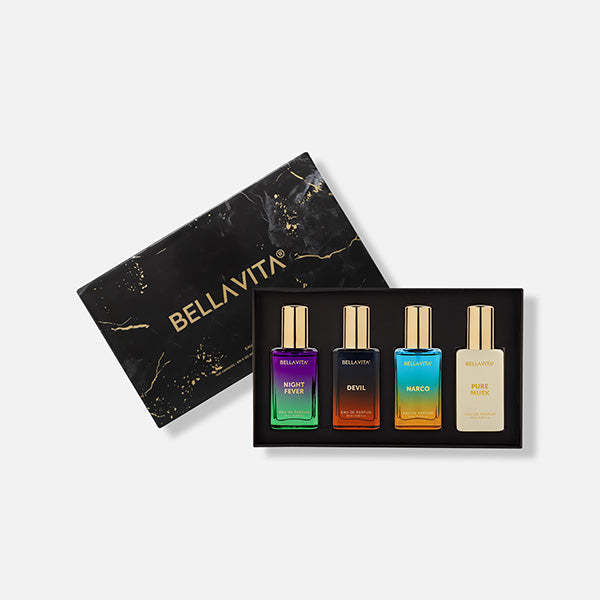 Buy BELLAVITA Unisex Scents Gift Set | 4x20ml | Long Lasting Perfume | Woody & Musk Fragrance Notes | Eau de Parfum - 80 ml on EMI