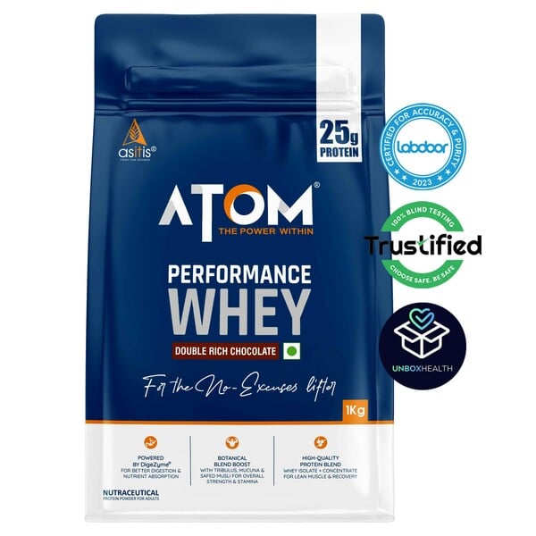 Buy AS-IT-IS ATOM Performance Whey 1Kg - Double Rich Chocolate on EMI