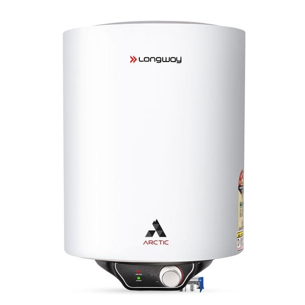 Buy Longway Arctic 10 Ltr 5 Star Rated Storage Water Geyser for Home with Advanced Multi-Layered Safety System & Anti-Rust Coating | Glassline Coated Tank | Suitable for Hard Water & High-Rise Building | 5 Years Warranty (White) on EMI