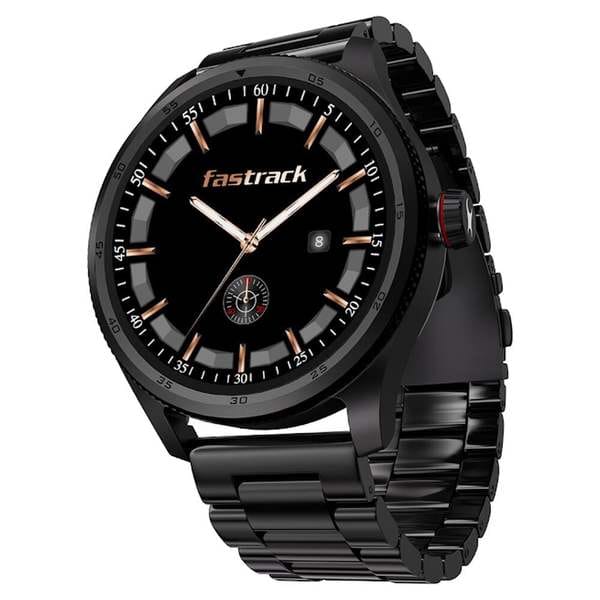 Buy Fastrack Magnus FX1 Luxury Metal Smartwatch with High Definition 3.5 cm UltraVU Display, SingleSync BT Calling (Black) on EMI