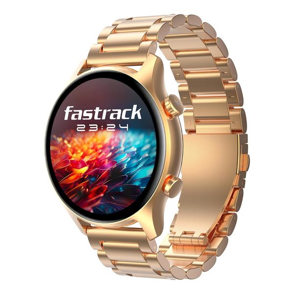 Buy Fastrack Jupiter MR2 Pro Smartwatch with 1.43 AMOLED Display with 466 * 466 Pixel Resolution|SingleSync BT Calling|AI Voice Assistant|100+ Sports Modes and Watchfaces|Upto 5 Day Battery|IP68 (Gold) on EMI