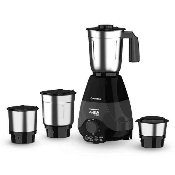 Buy Crompton Ameo 550-Watt Mixer Grinder with MaxiGrind and Motor Vent-X Technology (4 Stainless Steel Jars on EMI