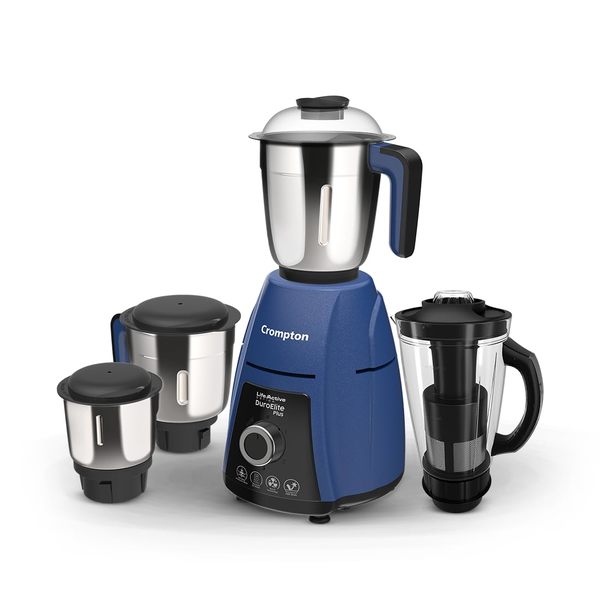 Buy Crompton DuroElite Plus 800 W Mixer grinder with 4 Jars (3 stainless steel Jars+ 1.5L Juicer Jar with Fruit Filter)| Heavy Duty Powertron Motor & Motor Vent-X Technology |Blue on EMI