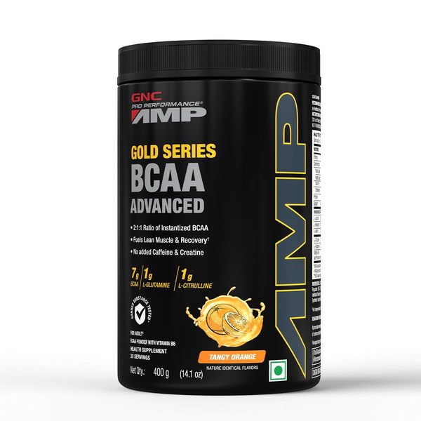 Buy GNC AMP Gold Series BCAA Advanced | Fastest Muscle Recovery | Maximized Workout Performance | Formulated In USA | 7g BCAA | 1g L-Glutamine | 1g L-Citrulline | Tangy Orange | 400 gm on EMI