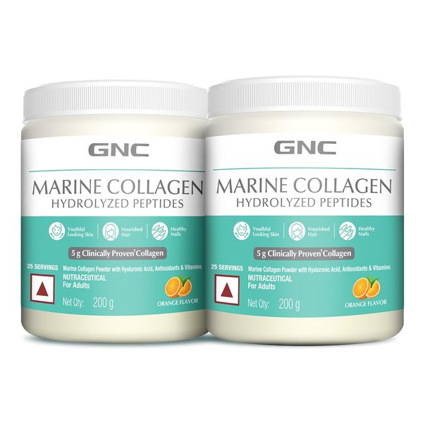 Buy GNC Marine Collagen | 200 Gm (Pack of 2) | Type 1 & Type 3 Collagen | Hydrolyzed Peptides |Hyaluronic Acid|Biotin |Vitamin C &E |Grape Seed Extract |Rosemary Extract |For Radiant & Youthful Skin on EMI
