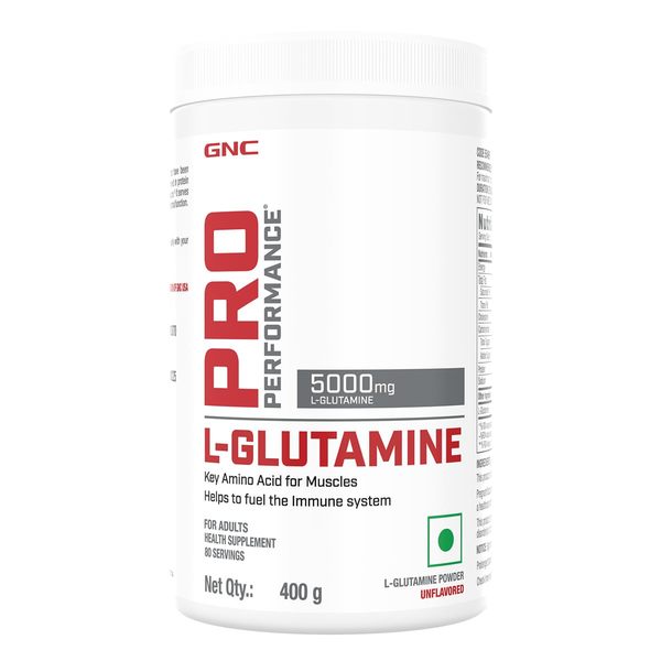 Buy GNC Pro Performance L-Glutamine 5000 mg | Key Amino Acid For Faster Recovery | Boosts Immunity | Supports Intestinal Function | Lactose Free | Zero Gluten | Formulated in USA | Unflavoured | 400 gm on EMI