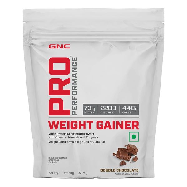Buy GNC Pro Performance Weight Gainer | Healthy Body Gains | Reduces Muscle Breakdown | Boosts Metabolism | Formulated In USA | 73g Protein | 440g Carbs | 2200 Cal | Double Chocolate | 5 lbs on EMI