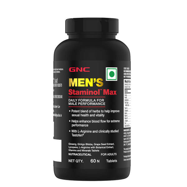 Buy GNC Staminol Max for Men | Blend of 8 Super Herbs With Testofen | Boosts Testosterone | Harder & Longer Sessions | Improves Stamina, Vitality & Performance | Supports Sexual Health | 60 Veg Tablets on EMI