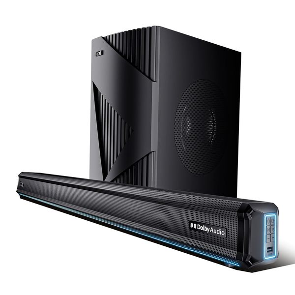 Buy boAt Aavante Bar A3070 Dolby 2.1 Channel Soundbar w/Dolby Audio, Wired Subwoofer, 300W Output, BT v5.4, Dynamic LEDs, AUX Port, USB Port, Optical Port,HDMI Port,EQ Modes on EMI