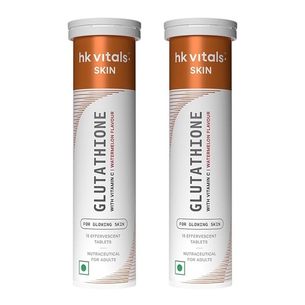 Buy hk vitals Glutathione (Watermelon, 15 Effervescent Tablets) (Pack of 2)| L-Glutathione Tablets with Vitamin C & E | For Skin Glow & Hydration on EMI