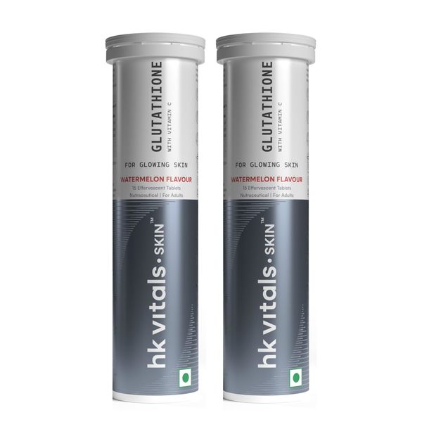 Buy HealtHKart HK Vitals Glutathione (Watermelon, 15 Effervescent Tablets) (Pack of 2)| L-Glutathione Tablets with Vitamin C & E | For Skin Glow & Hydration on EMI