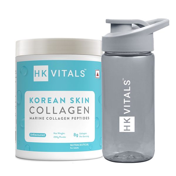 Buy HealtHKart HK vitals Korean Marine Collagen Supplement (Unflavoured, 200g) with Sipper, 300ml | Combo Pack | Supplement for Women & Men | Promotes Healthy Skin, Hair & Nails on EMI