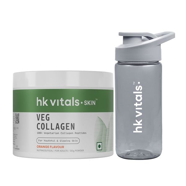 Buy Healthkart hk vitals Veg Collagen Supplement (Orange, 120g) with Sipper, 300ml | Combo Pack | With Biotin, Vitamin C, E, Sodium Hyaluronate | For Healthy Skin, Hair & Nails on EMI