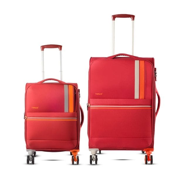 Buy Timus Sportive Soft Luggage Red Set Of 2 - 58 cm & 68 cm Water-Resistant Travel Trolley Bag Set with 8 Wheels, TSA Lock & Premium Zips | Cabin & Check-in Luggage on EMI