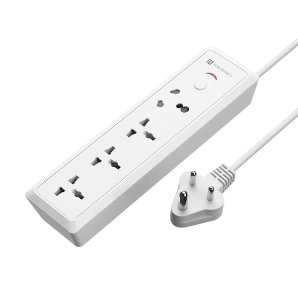 Buy Portronics 16 Amp Power Plate 17 Extension Board with 4 Universal Sockets, 3840 Watts, 3m Cord, Resettable Fuse, Safety Shutter, 1-Socket 16A + 3-Socket 6A on EMI