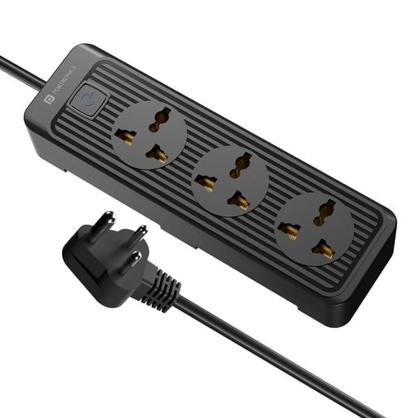 Buy Portronics Power Plate 21 Extension Board with 3 Universal Sockets, 1.5 Meter Long Cord, 1440 Watts, Fireproof Material, Multi Plug for Home Appliances (6 Amp, Black) on EMI