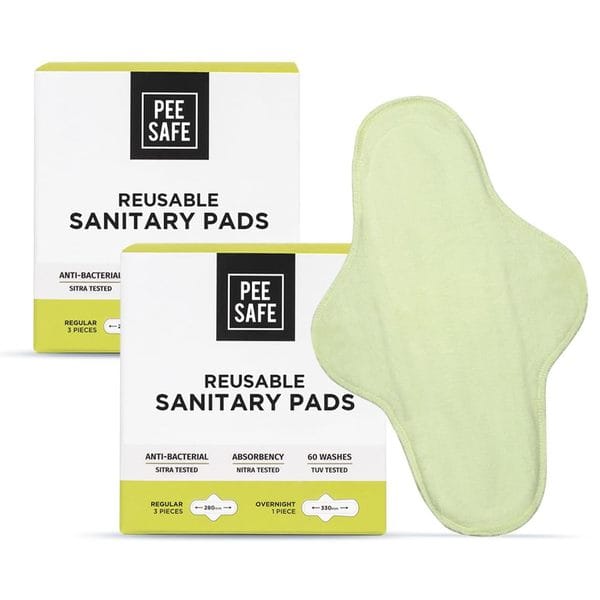 Buy Pee Safe Reusable Sanitary Pads (6 Regular Pads + 2 Night Pads) - Pack of 2 on EMI