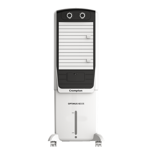 Buy Crompton Optimus Neo 35 Litres Tower Air Cooler for home | Easy Clean Ice Chamber | 4-Way Air Deflection | High Density Honeycomb Pads | Everlast Pump on EMI