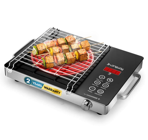 Buy Longway Infralite Pro ICT 2200 W Infrared Cooktop with Free Stainless Steel Grill, Auto Shut Off & Overheat Protection (Black, Touch Control) on EMI