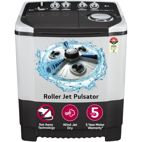 Buy LG 7.5 kg 5 Star Wind jet dry Semi-Automatic Top Load Washing Machine (P7510RGAZ, Dark Gray, Roller Jet Pulsator) on EMI