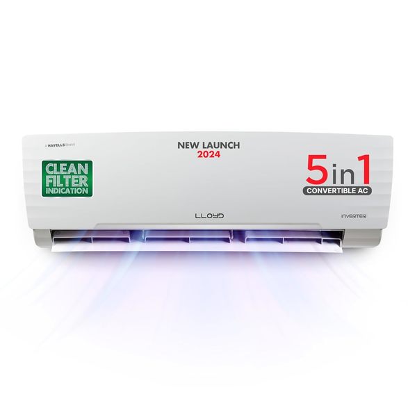 Buy Lloyd 1.5 Ton 3 Star Inverter Split AC (5 in 1 Convertible, Copper, Anti-Viral + PM 2.5 Filter, 2023 Model, White with Chrome Deco Strip, GLS18I3FWAGC) on EMI
