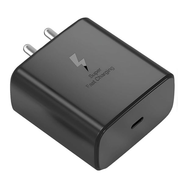 Buy Samsung 25W Type C Charger Super Fast Adapter Compatible with Samsung Galaxy M05/M15/F15/A15/M35/A35/A55/M55| M34/M14/F34/F14/F54/A14/S24/S23/S21 Fe/S23 Fe/Z Fold/Flip/6/5/4/3/Tab, Black (Adapter Only) on EMI